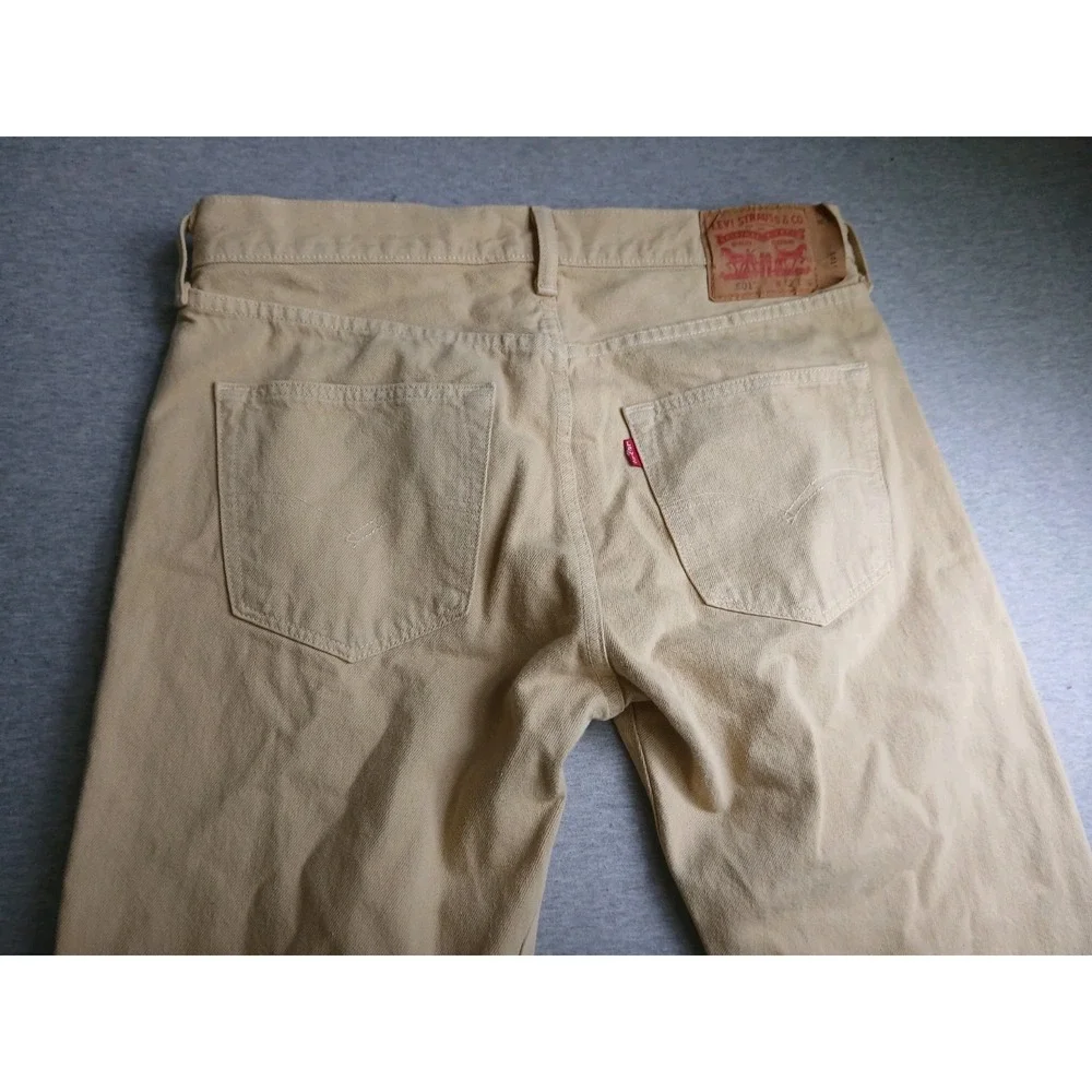 Levis 32x36 Jeans 501 Khaki Medium Wash Straight Leg Button Fly Western Cowboy